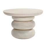 19" Antique White Wooden Accent Table - The Island Interiors