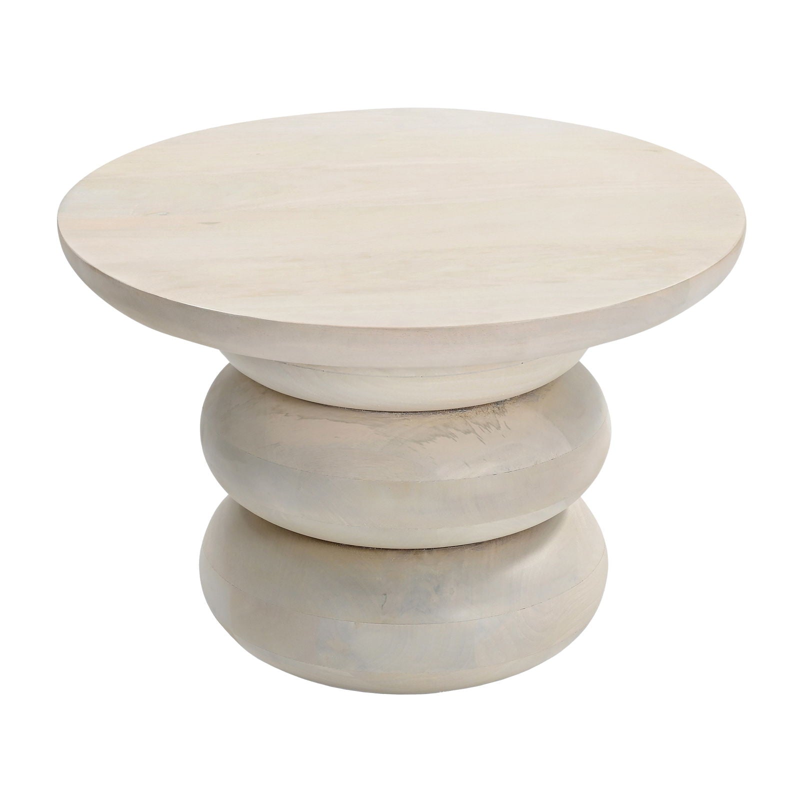 19" Antique White Wooden Accent Table - The Island Interiors