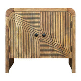30" Carved Mango Wood 2 Door Cabinet with Waterfall Edge - The Island Interiors