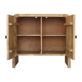 30" Carved Mango Wood 2 Door Cabinet with Waterfall Edge - The Island Interiors