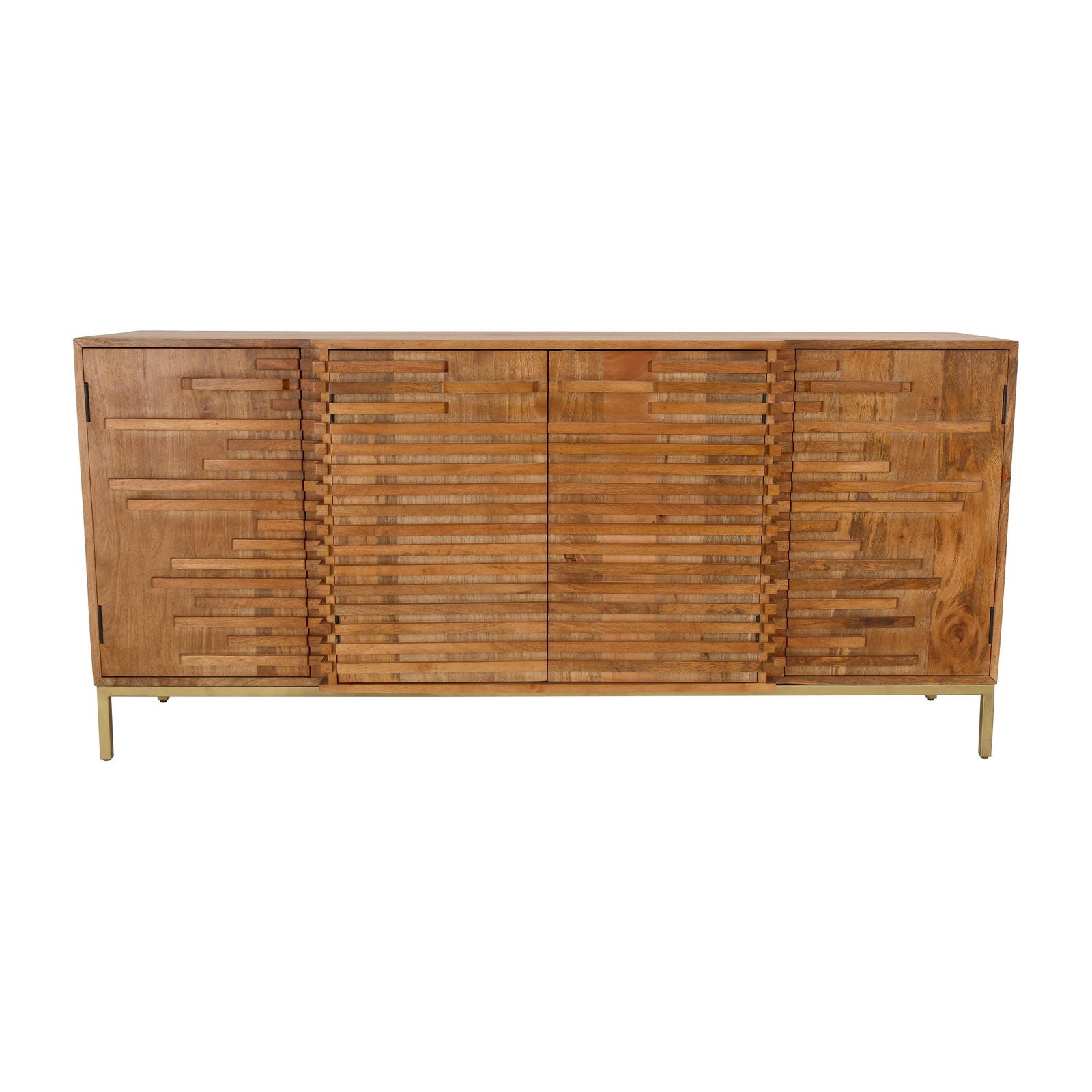 30" Midcentury Mango Wood Slat Sideboard - The Island Interiors