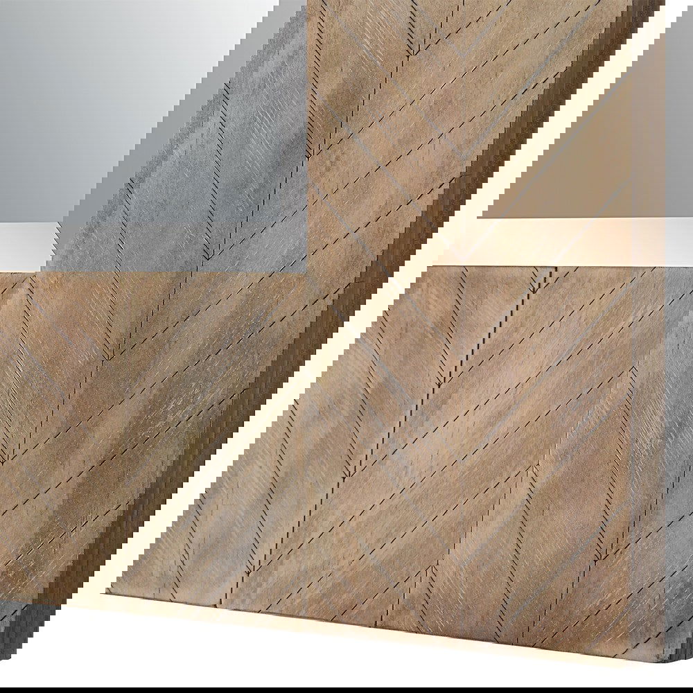 39 Inch Chevron Pattern Wood Frame Wall Mirror - Natural Brown Finish - The Island Interiors