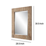 39 Inch Chevron Pattern Wood Frame Wall Mirror - Natural Brown Finish - The Island Interiors