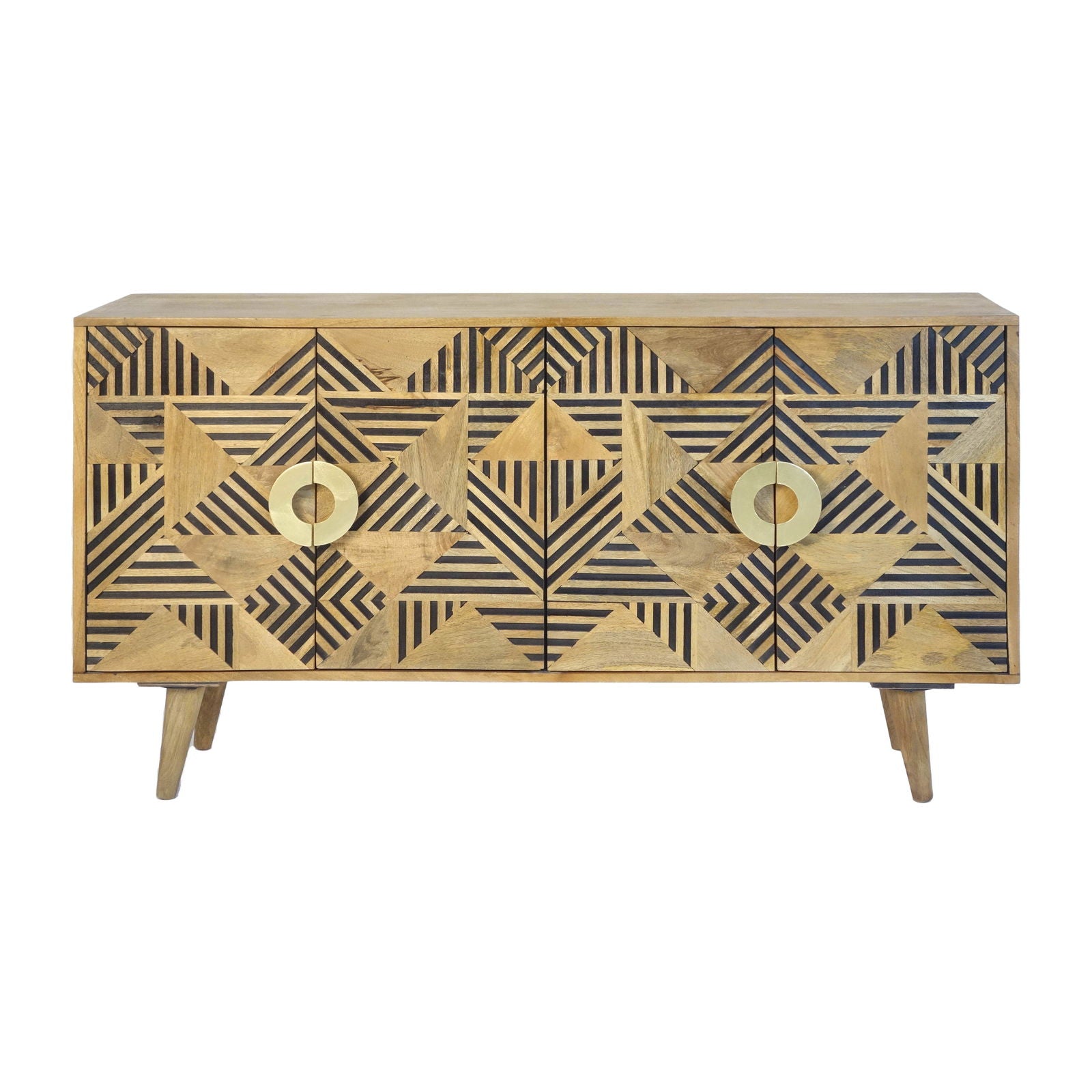 60" Geometric Herringbone 4-Door Sideboard - The Island Interiors