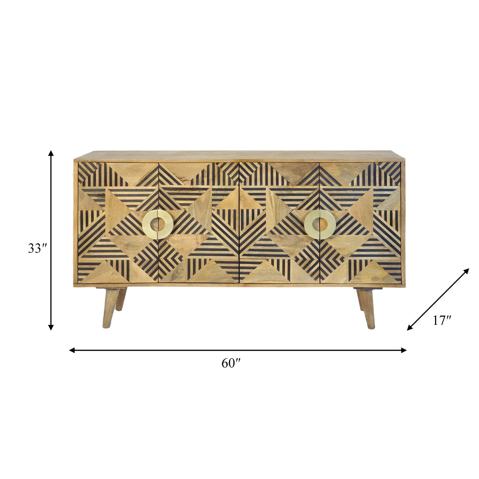 60" Geometric Herringbone 4-Door Sideboard - The Island Interiors