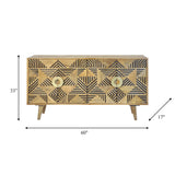60" Geometric Herringbone 4-Door Sideboard - The Island Interiors