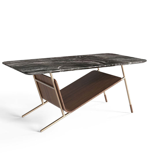 Black Wood Vein Marble Top Coffee Table - The Island Interiors